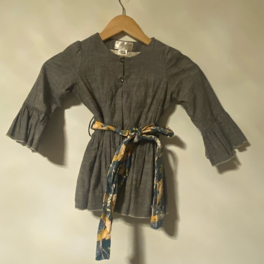 Sweet Honey Vintage Chambray With Floral Sash size 6